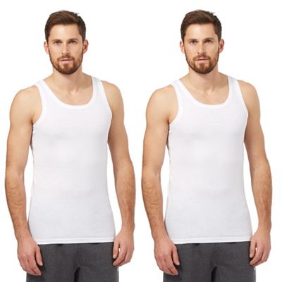 The Collection Pack of two white crew neck vests